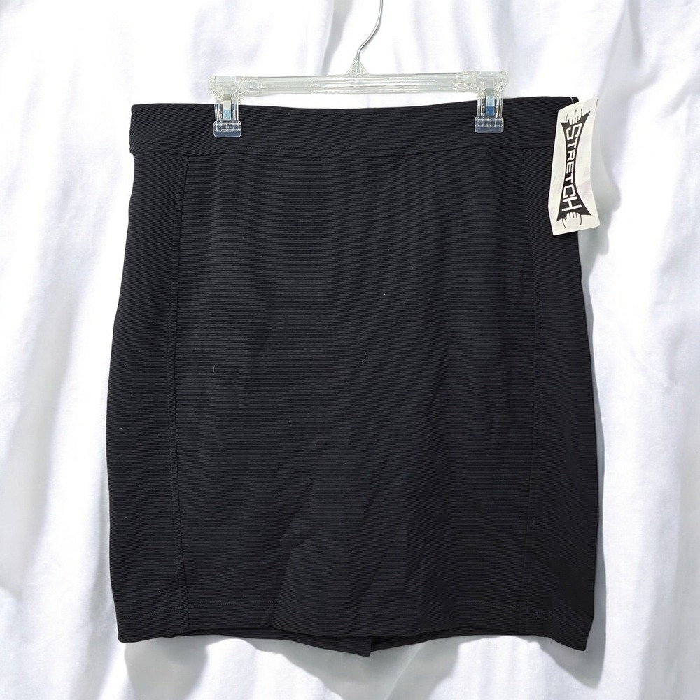 Rendezvous Stretch Ribbed Pencil Skirt Fitted Career Black Woman Size 14 Preppy‎